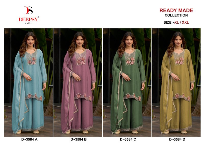 D 3584 A To D By Deepsy Moss Silk Readymade Pakistani Suits 